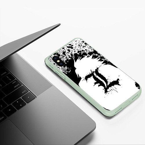 Чехол iPhone XS Max матовый Death Note черная краска / 3D-Салатовый – фото 3