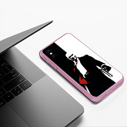 Чехол iPhone XS Max матовый Hitman BW, цвет: 3D-розовый — фото 2