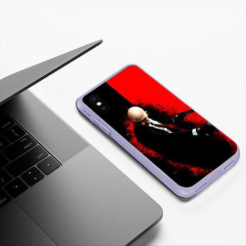 Чехол iPhone XS Max матовый Hitman splash / 3D-Светло-сиреневый – фото 3