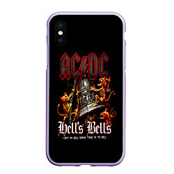 Чехол iPhone XS Max матовый ACDC Hells Bells, цвет: 3D-светло-сиреневый