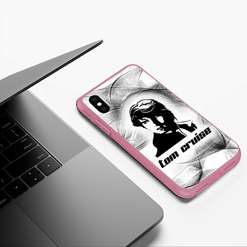 Чехол iPhone XS Max матовый Tom Cruise famous actor / 3D-Малиновый – фото 3