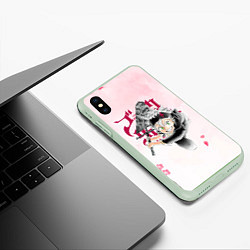 Чехол iPhone XS Max матовый Чёрный клевер сакура Аста, цвет: 3D-салатовый — фото 2