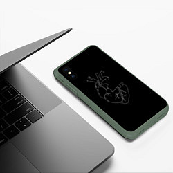 Чехол iPhone XS Max матовый Сердце, цвет: 3D-темно-зеленый — фото 2