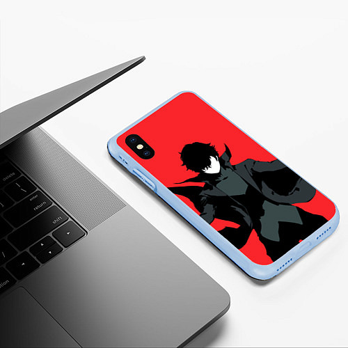 Чехол iPhone XS Max матовый Чёрный Рэн / 3D-Голубой – фото 3