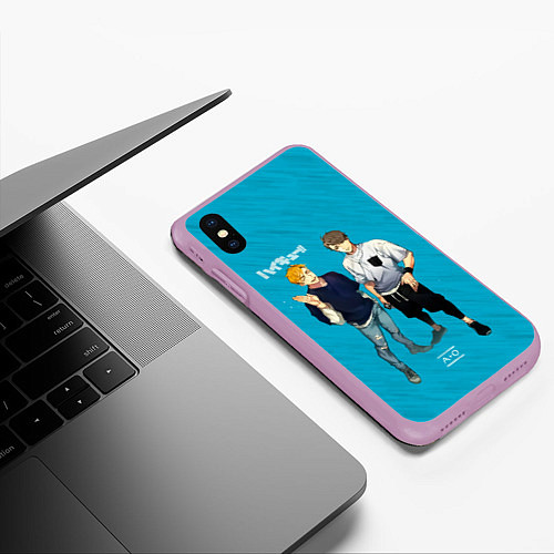 Чехол iPhone XS Max матовый Старшая Инаризаки Haikyuu!! / 3D-Сиреневый – фото 3