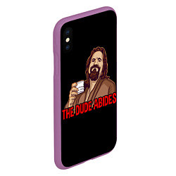 Чехол iPhone XS Max матовый The Dude Abides Lebowski, цвет: 3D-фиолетовый — фото 2