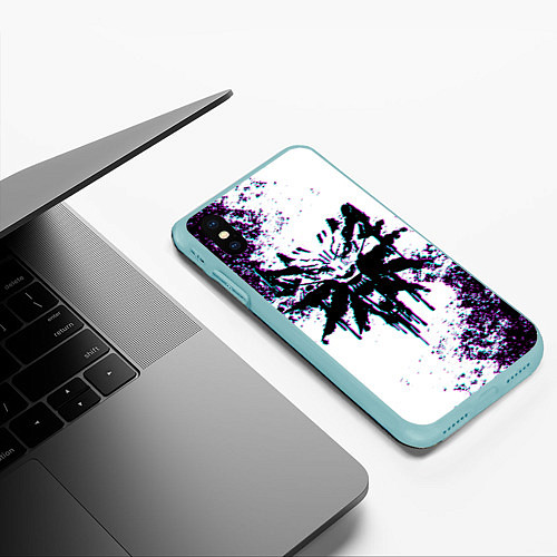 Чехол iPhone XS Max матовый THE WITCHER GLITCH ГЛИТЧ / 3D-Мятный – фото 3