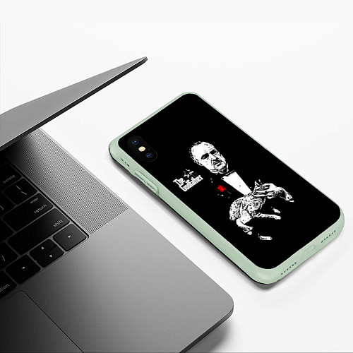 Чехол iPhone XS Max матовый Крестный отец / 3D-Салатовый – фото 3