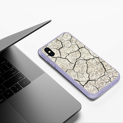 Чехол iPhone XS Max матовый Трещины на земле / 3D-Светло-сиреневый – фото 3