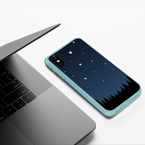 Чехол iPhone XS Max матовый Ночное небо / 3D-Мятный – фото 3