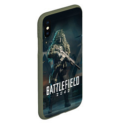 Чехол iPhone XS Max матовый BATTLEFIELD 2042 Батлфилд, цвет: 3D-темно-зеленый — фото 2