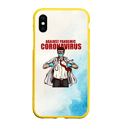 Чехол iPhone XS Max матовый Coronavirus, цвет: 3D-желтый