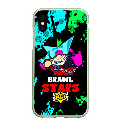 Чехол iPhone XS Max матовый Плохиш Базз, Buzz Brawl Stars, цвет: 3D-салатовый