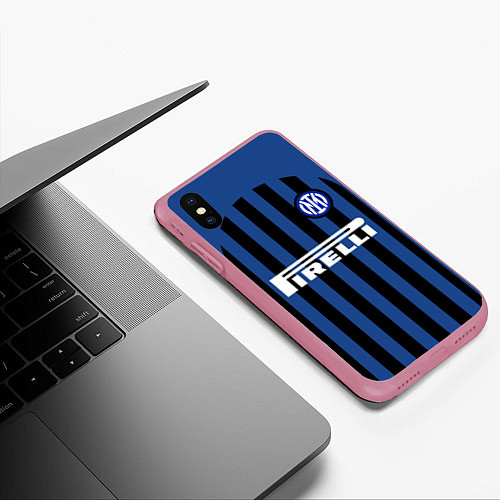 Чехол iPhone XS Max матовый INTER MILAN / 3D-Малиновый – фото 3