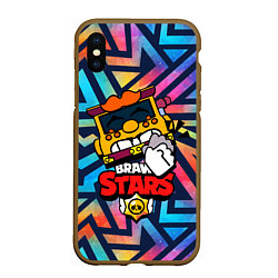 Чехол iPhone XS Max матовый Грифф Griff Brawl Stars, цвет: 3D-коричневый