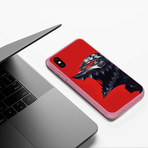 Чехол iPhone XS Max матовый BERSERK маска аниме / 3D-Малиновый – фото 3