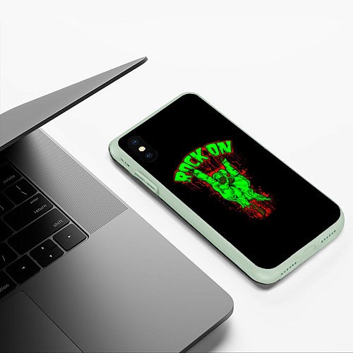 Чехол iPhone XS Max матовый RoCK On / 3D-Салатовый – фото 3