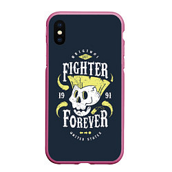 Чехол iPhone XS Max матовый Fighter forever, цвет: 3D-малиновый