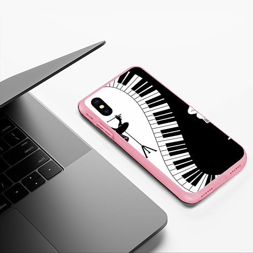 Чехол iPhone XS Max матовый Черно Белое пианино / 3D-Баблгам – фото 3