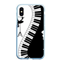 Чехол iPhone XS Max матовый Черно Белое пианино, цвет: 3D-голубой