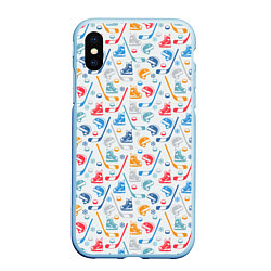Чехол iPhone XS Max матовый Хоккей, цвет: 3D-голубой