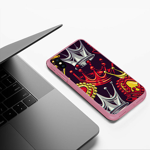 Чехол iPhone XS Max матовый КОРОЛЕВСКИЙ БАГРОВЫЙ 3D / 3D-Малиновый – фото 3