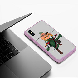 Чехол iPhone XS Max матовый Арт Ророноа Зоро, One Piece, цвет: 3D-сиреневый — фото 2