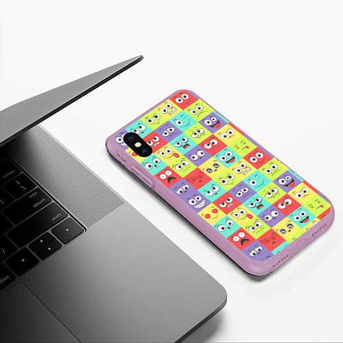 Чехол iPhone XS Max матовый Эмоции / 3D-Сиреневый – фото 3