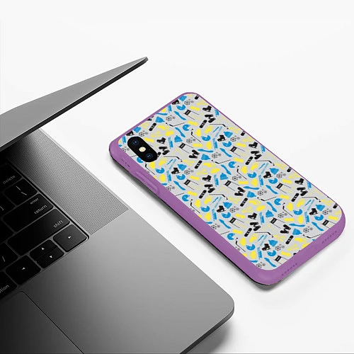 Чехол iPhone XS Max матовый WINTER SPORTS / 3D-Фиолетовый – фото 3