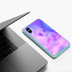 Чехол iPhone XS Max матовый Пони в облаках, цвет: 3D-мятный — фото 2