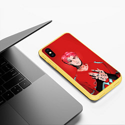 Чехол iPhone XS Max матовый Red Lil Peep, цвет: 3D-желтый — фото 2