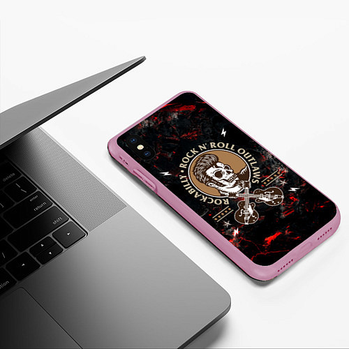 Чехол iPhone XS Max матовый Элвис Пресли Rock n roll / 3D-Розовый – фото 3