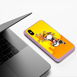 Чехол iPhone XS Max матовый Тигр из капель, цвет: 3D-сиреневый — фото 2