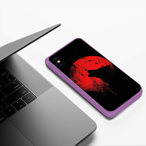 Чехол iPhone XS Max матовый Wolf 3D / 3D-Фиолетовый – фото 3