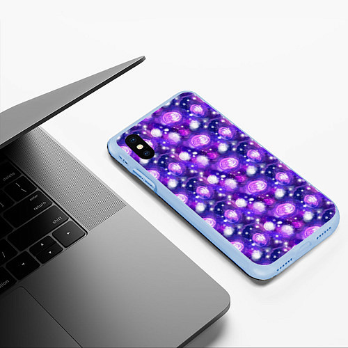 Чехол iPhone XS Max матовый Galaxy / 3D-Голубой – фото 3