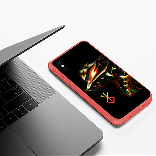 Чехол iPhone XS Max матовый BERSERK logo / 3D-Красный – фото 3