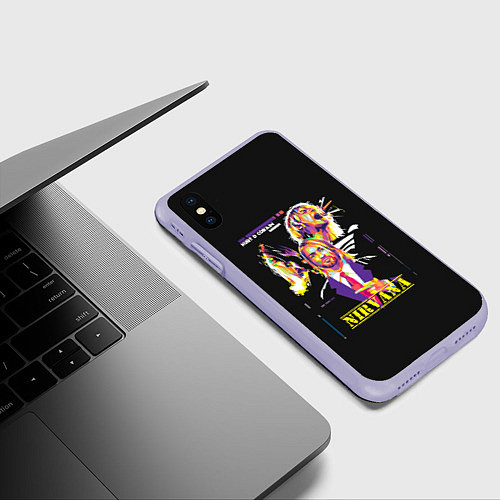 Чехол iPhone XS Max матовый Kurt Cobain / 3D-Светло-сиреневый – фото 3