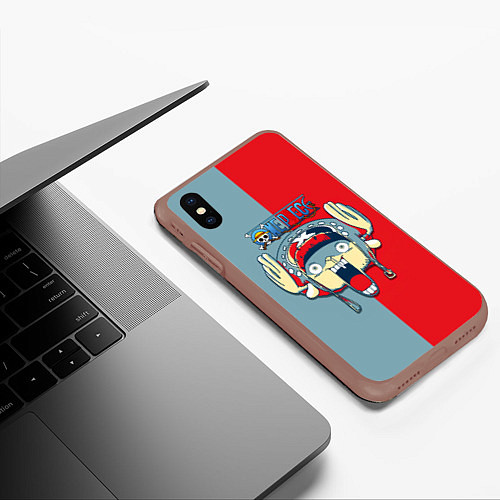 Чехол iPhone XS Max матовый Сопливый Тони Тони Чоппер One Piece / 3D-Коричневый – фото 3