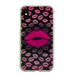 Чехол iPhone XS Max матовый Малиновые губы, цвет: 3D-салатовый