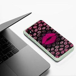 Чехол iPhone XS Max матовый Малиновые губы, цвет: 3D-салатовый — фото 2