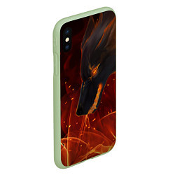 Чехол iPhone XS Max матовый ОГНЕНЫЙ ВОЛК, 3d, цвет: 3D-салатовый — фото 2