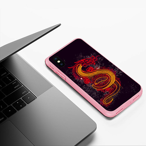 Чехол iPhone XS Max матовый НЕОНОВЫЙ ДРАКОН, 3d / 3D-Баблгам – фото 3