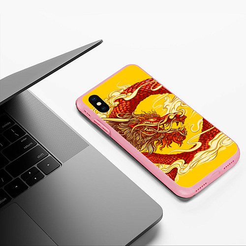 Чехол iPhone XS Max матовый Китайский Дракон, China Dragon / 3D-Баблгам – фото 3