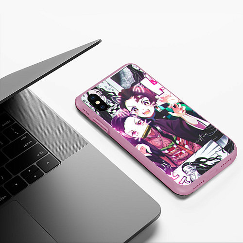 Чехол iPhone XS Max матовый Семья Камадо / 3D-Розовый – фото 3