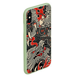 Чехол iPhone XS Max матовый Китайский Дракон, China Dragon, цвет: 3D-салатовый — фото 2