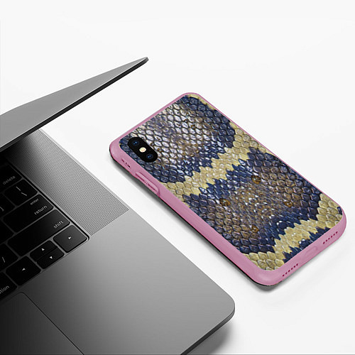 Чехол iPhone XS Max матовый Рептилоид Змея / 3D-Розовый – фото 3