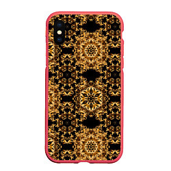 Чехол iPhone XS Max матовый Versace классические узоры, цвет: 3D-красный