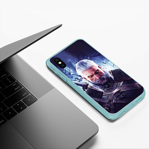 Чехол iPhone XS Max матовый THE WITCHER GERALT OF RIVIA / 3D-Мятный – фото 3