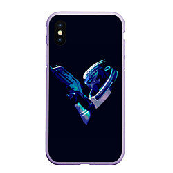 Чехол iPhone XS Max матовый Garrus whith gun, цвет: 3D-светло-сиреневый