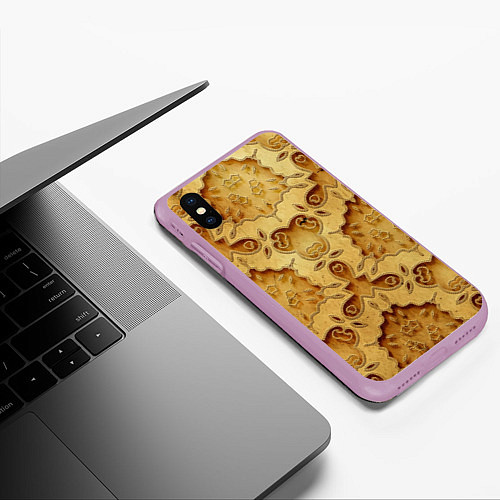 Чехол iPhone XS Max матовый 3D резьба по дереву / 3D-Сиреневый – фото 3